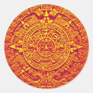 Aztec Calendar - Gold Ronde Sticker