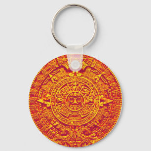 Aztec Calendar - Gold Sleutelhanger