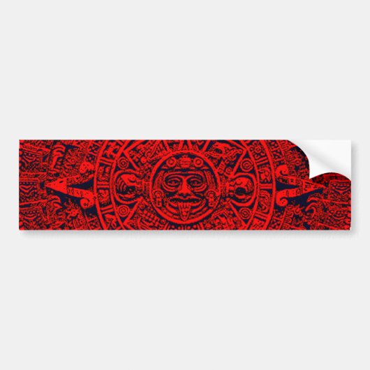 Aztec Calendar - Red Bumpersticker (Voorkant)