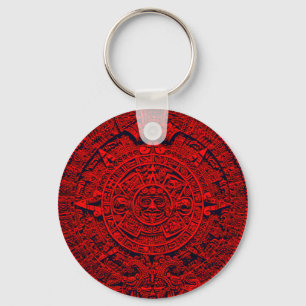 Aztec Calendar - Red Sleutelhanger