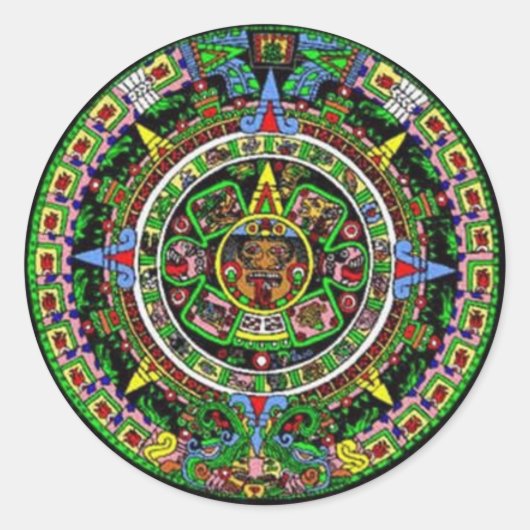 Aztec Calendar Ronde Sticker (Voorkant)