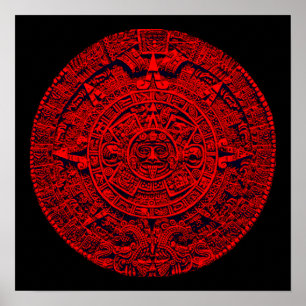 Aztec Calendar (rood) Poster