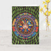 Aztec Calendar Wenskaart Kaart (Gele Bloem)