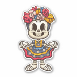 Aztec Catrina Skeleton Sticker