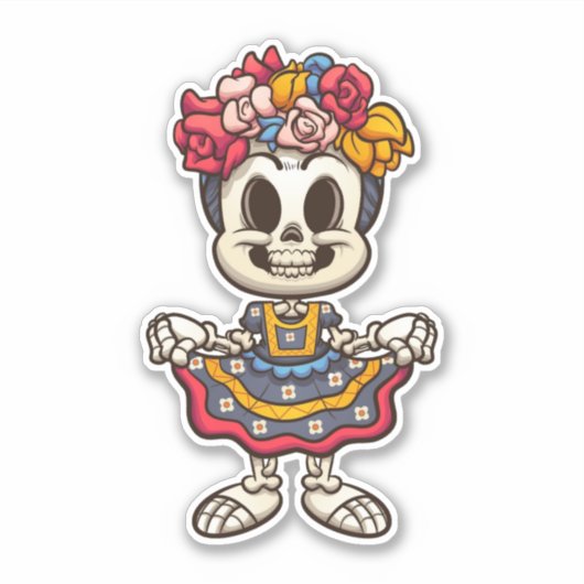 Aztec Catrina Skeleton Sticker (Voorkant)