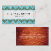 Aztec-chevron zigzagpatroon leder #5 visitekaartje (Voorkant / Achterkant)