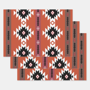 Aztec Colorful Geometric Pattern Inpakpapier Vel