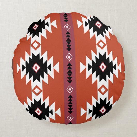 Aztec Colorful Geometric Pattern Rond Kussen (Voorkant)