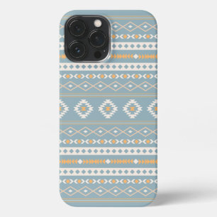 Aztec Cream Oranje Blue Mixed Motif Pattern iPhone 13 Pro Max Hoesje