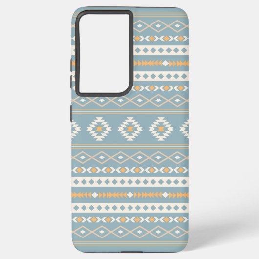 Aztec Cream Oranje Blue Mixed Motif Pattern Samsung Galaxy Hoesje (Achterkant)