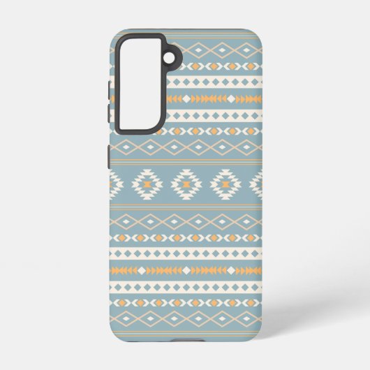 Aztec Cream Oranje Blue Mixed Motif Pattern Samsung Galaxy Hoesje (Achterkant)