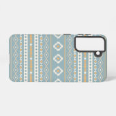 Aztec Cream Oranje Blue Mixed Motif Pattern Samsung Galaxy Hoesje (Achterkant horizontaal)