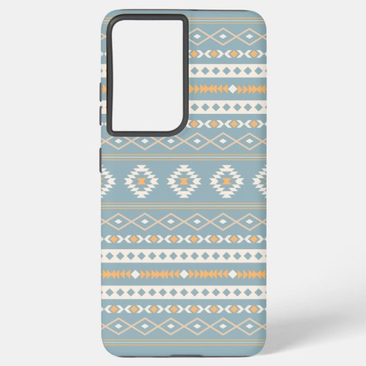 Aztec Cream Oranje Blue Mixed Motif Pattern Samsung Galaxy Hoesje (Achterkant)