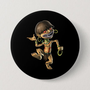 Aztec Creature Chaneque Ronde Button 7,6 Cm