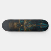 Aztec Cyber Skull Futuristic Tribal Skateboard (Horizontaal)