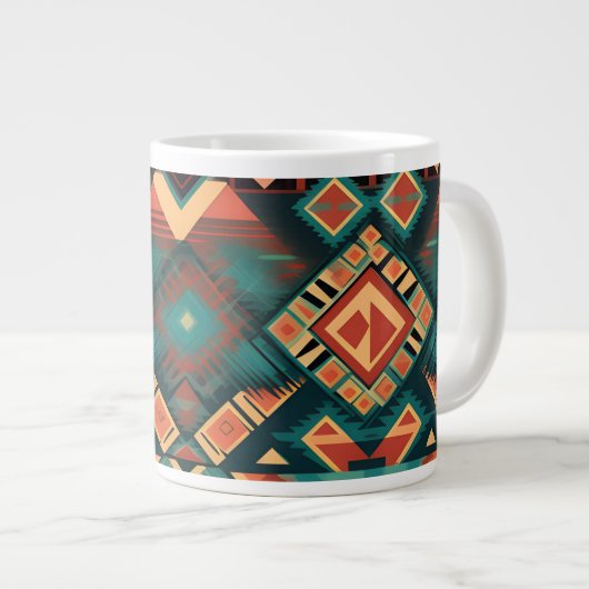 Aztec Design Coffee Cup Extra Grote Beker (Voorkant rechts)