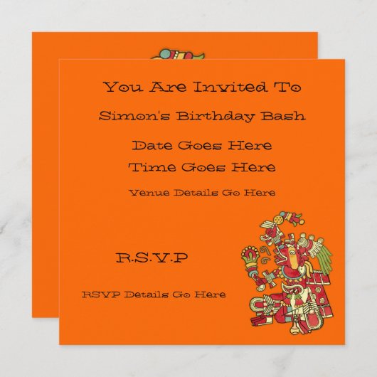Aztec Design Invitation Kaart (Voorkant / Achterkant)