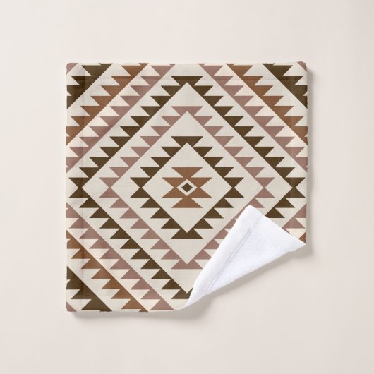 Aztec Diamond Motif Design Browns+Cream Bad Handdoek (Wasdoekje)