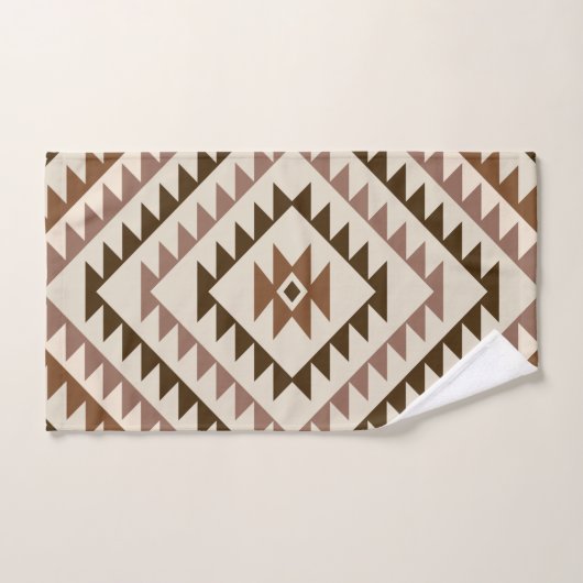 Aztec Diamond Motif Design Browns+Cream Bad Handdoek (Handdoek)