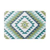 Aztec Diamond Motif Design Teals Limoen Blauw Wit Badmat (Voorkant)