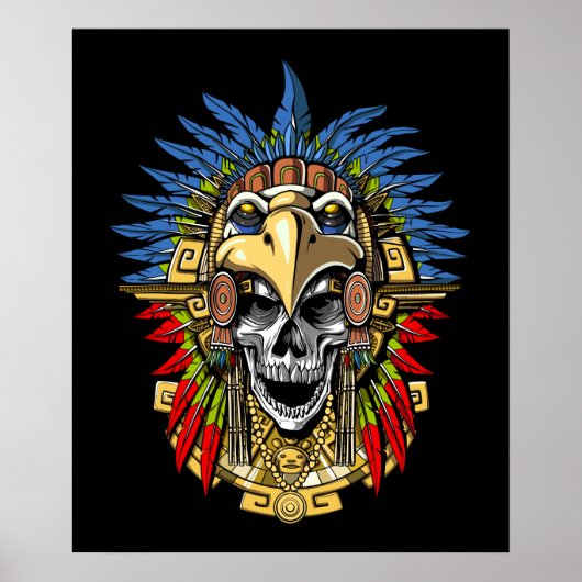 Aztec Eagle Skull Indianenwormmasker Poster (Voorkant)