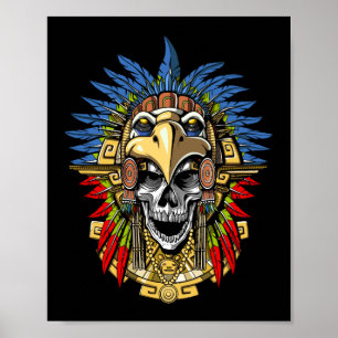 Aztec Eagle Skull Indianenwormmasker Poster