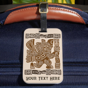 Aztec Eagle Warrior Tribal Oude kunst Bagagelabel