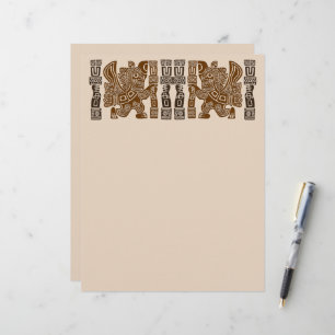 Aztec Eagle Warrior Tribal Oude kunst Briefhoofd