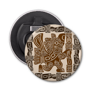 Aztec Eagle Warrior Tribal Oude kunst Button Flesopener