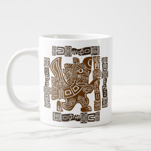 Aztec Eagle Warrior Tribal Oude kunst Extra Grote Beker
