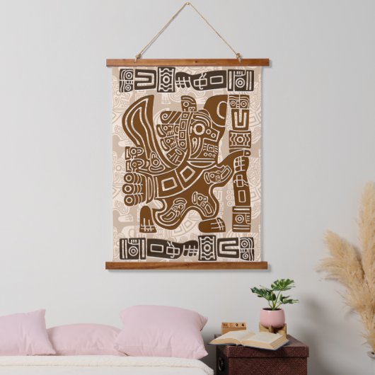 Aztec Eagle Warrior Tribal Oude kunst Hangend Wandkleed (Slaapkamer)