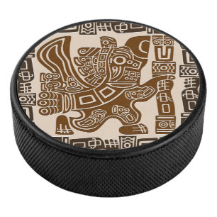Aztec Eagle Warrior Tribal Oude kunst Hockey Puck