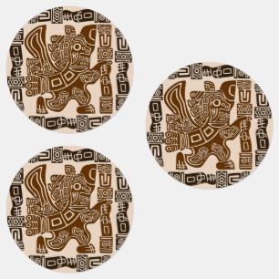 Aztec Eagle Warrior Tribal Oude kunst Labels