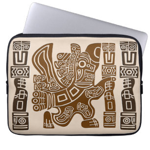 Aztec Eagle Warrior Tribal Oude kunst Laptop Sleeve
