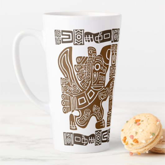 Aztec Eagle Warrior Tribal Oude kunst Latte Mok (In situ)