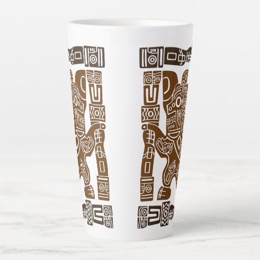 Aztec Eagle Warrior Tribal Oude kunst Latte Mok (Voorkant)