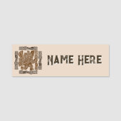 Aztec Eagle Warrior Tribal Oude kunst Naamplaatje (Voorkant)