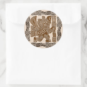 Aztec Eagle Warrior Tribal Oude kunst Ronde Sticker