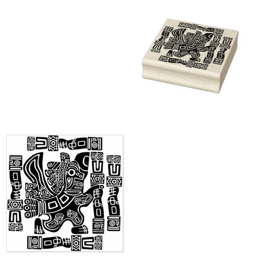 Aztec Eagle Warrior Tribal Oude kunst Rubberstempel (Gestempeld)