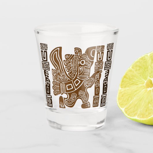 Aztec Eagle Warrior Tribal Oude kunst Shot Glas (Voorkant)