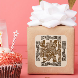 Aztec Eagle Warrior Tribal Oude kunst Vierkante Sticker