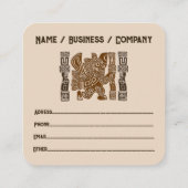 Aztec Eagle Warrior Tribal Oude kunst Vierkante Visitekaartje (Achterkant)