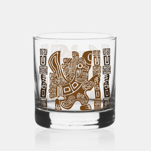 Aztec Eagle Warrior Tribal Oude kunst Whisky Glas
