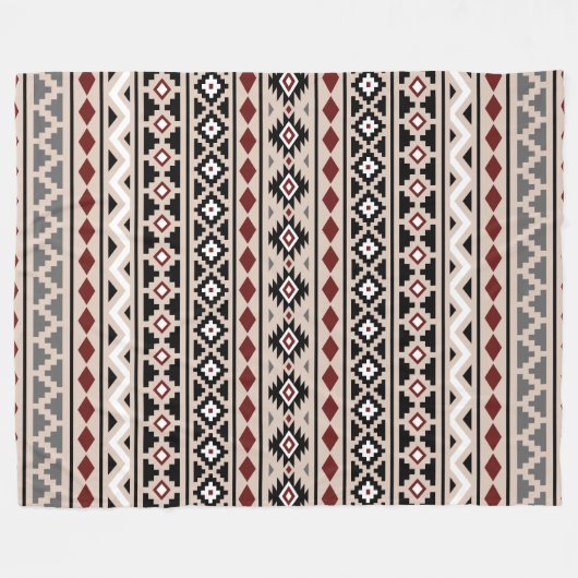 Aztec Essence II Pattern Black White Grey Fleece Deken (Voorkant (Horizontaal))