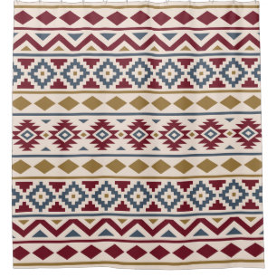 Aztec Essence III Ptn Red Blue Gold Cream Douchegordijn