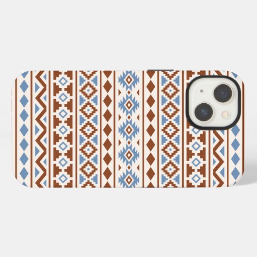 Aztec Essence Pattern II Rust Blue Cream iPhone Hoesje (Achterkant horizontaal)