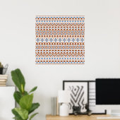 Aztec Essence Pattern II Rust Blue Cream Poster (Thuiskantoor)