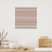 Aztec Essence Pattern II Rust Blue Cream Poster (Keuken)