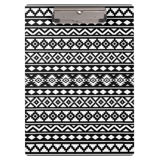 Aztec Essence Pattern II Wit op Zwart Klembord (Voorkant)