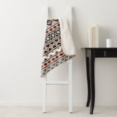 Aztec Essence Pattern II Zwart Wit Rood Grijs Sherpa Deken (In situ)